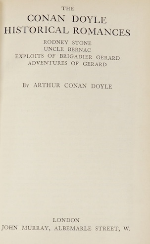 Conan Doyle, Arthur - Works; Sherlock Holmes Long Stories; Sherlock Holmes Short Stories; Historical Romances (2) & Stories, publ. John Murray, full green calf with tooled gilt spines by Bayntun (5 vols)